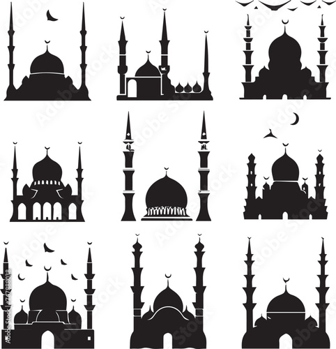 Mosque icon presented in silhouette style