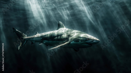 Great White Shark Lurking in the Ocean's Abyss
 photo