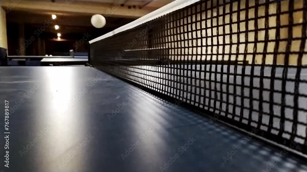 Vidéo Stock Slow motion table tennis playing in closeup detail view of