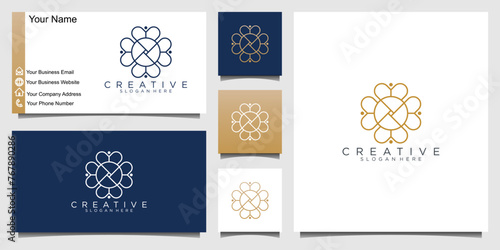  flower logo design. beauty salons, decorations, boutiques, spas, yoga, cosmetic and skin care products. premium business card