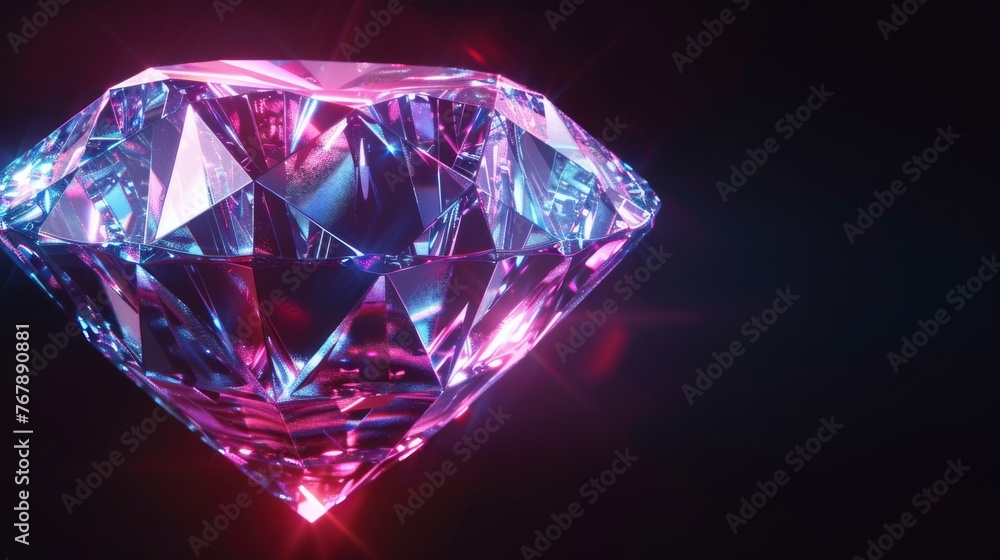 A majestic, pink glowing diamond illuminated in a dark environment, representing opulence, wealth, and a concept of luxury and exclusivity. Abstract Luxury Concept A majestic, pink glowing diamond illuminated in a dark environment, representing opulence, wealth, and a concept of luxury and exclusivity. Abstract Luxury Concept