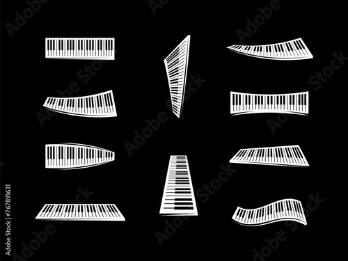 Elegant piano design elements set
