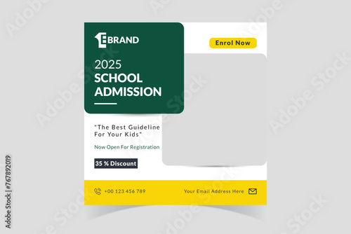social media post School admission web banner template