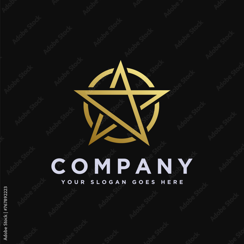 Minimalist golden star logo icon on white background