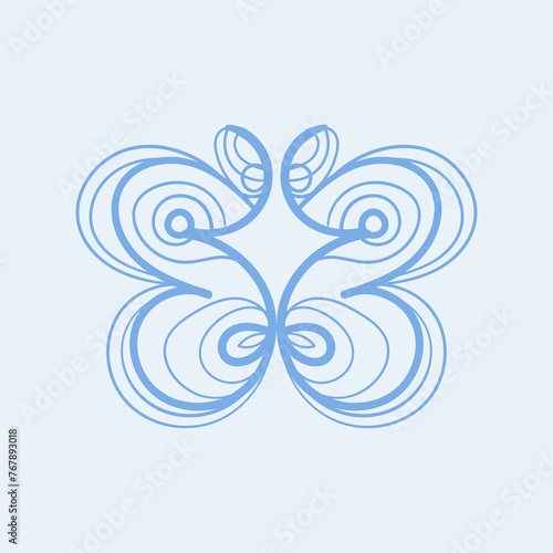 butterfly lined ornament blue element 