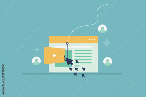 Contents attracting more clicks, Content marketing strategy, Website clicks,  vector illustration background