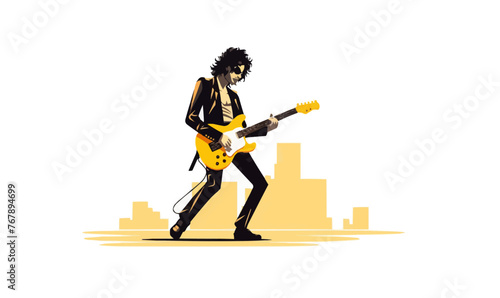 rock music fan vector flat minimalistic isolated illustration