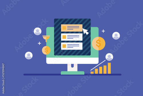 Pay per click marketing campaign sending traffic to the website, PPC campaign conversion optimization, More sales and conversion from search engine ads, vector illustration banner.