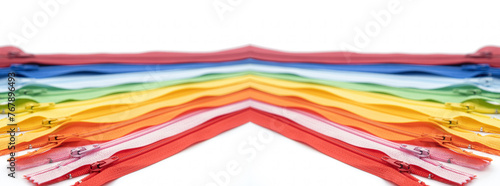 Multicolored Zippers or Zip Fasteners used for binding fabric or textile