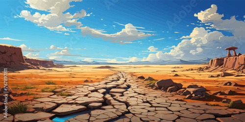 Crack in the desert panorama vector
