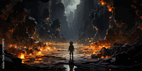 young woman with a glowing umbrella sitting on top of the building against the starry sky, digital art style, illustration painting -