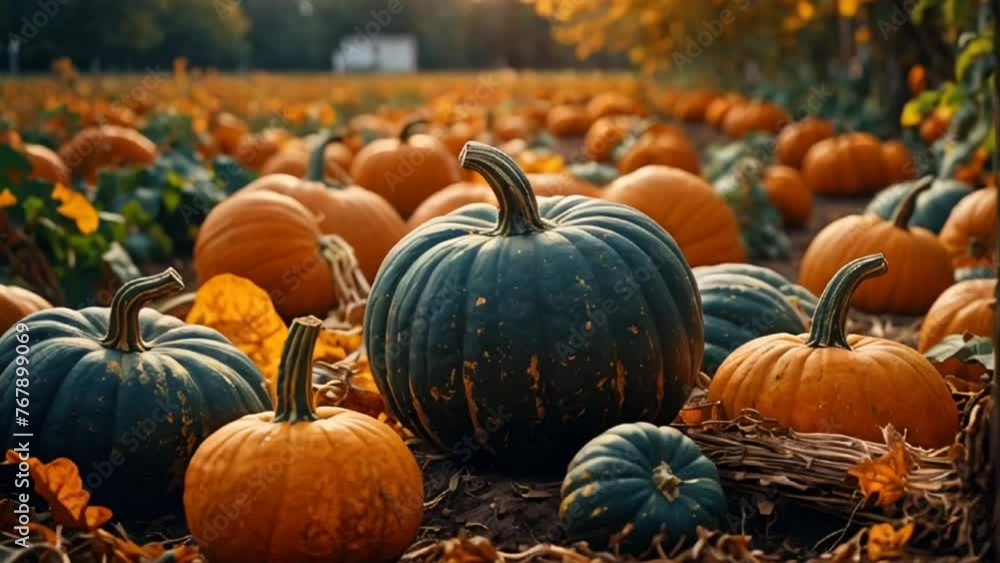 many ripe pumpkins in nature, harvest agriculture many ripe pumpkins in nature, harvest agriculture