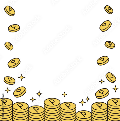 Illustration background with accumulating points, coins, and savings. Design related to points, savings, coins, cash, payment, shopping, shopping mall, market, business, bank, and credit card.