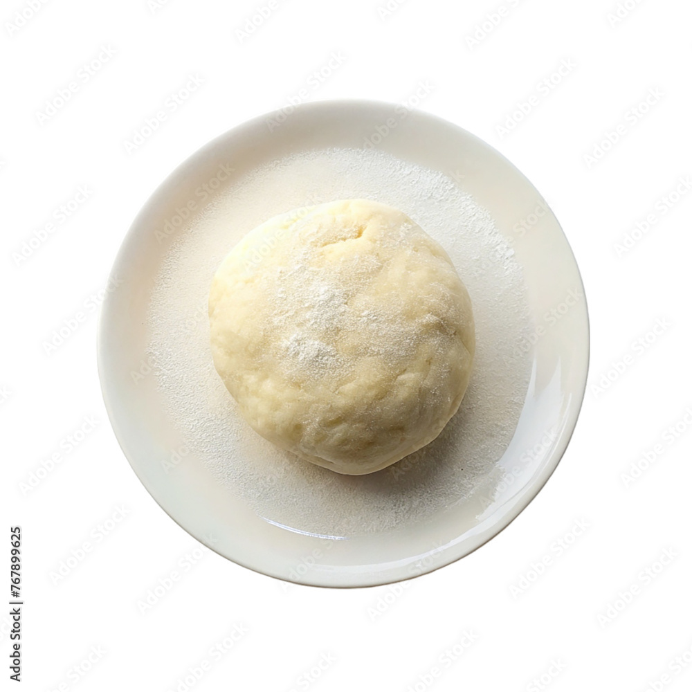 Raw dough on a plate isolated on transparent background. Top view. Raw dough on a plate isolated on transparent background. Top view.