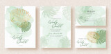 Monstera's leaves on wedding invitation template