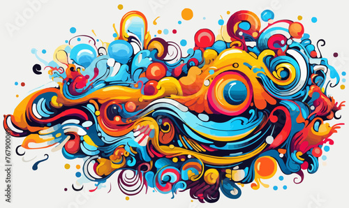 Psychedelic Abstract Art isolated vector style on isolated background illustration -