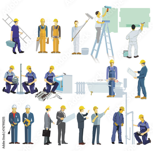 Handwerker auf der Baustelle,  illustration