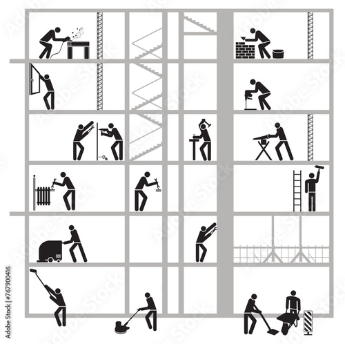 Handwerker auf der Baustelle,  illustration