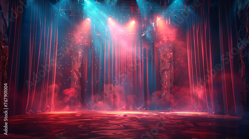 Stage Curtains The Perfect Backdrop for Theater Productions, Generative AI photo
