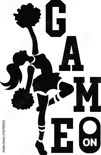 Game On Vector, Cheerleading Illustration, Cheerleader Vector, Sport, Eps, Quotes, Cheer, Pom-poms, Dance