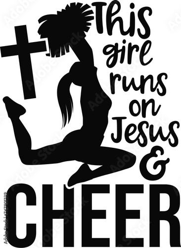 Cheer and Jesus, Cheer Girl Vector, Cheerleading Illustration, Cheerleader Vector, Sport, Eps, Quotes, Cheer, Pom-poms, Dance