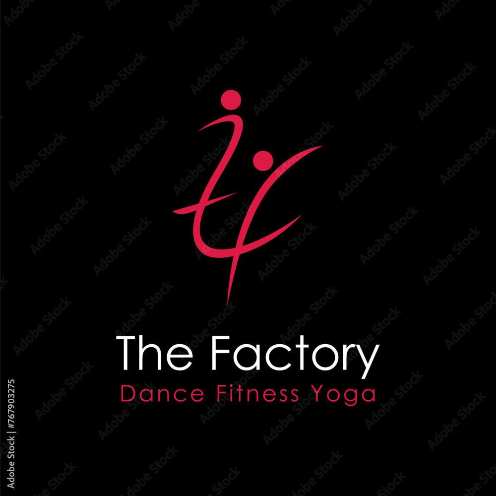 Letter TF logo icon vector template on black background, with motion people concept Letter TF logo icon vector template on black background, with motion people concept