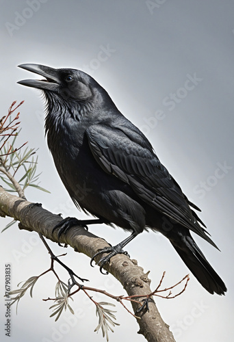 Raven isolated, png, transparent background, black colorful background