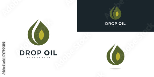 Unique style water oil drop logo design. Premium Vector
