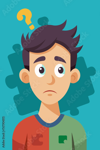 Young puzzled, doubtful, confused man thinking, trying to find solution, worried expression on his face, concept - Sorry, don't know how it happened. Copy space.