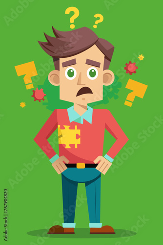 Young puzzled, doubtful, confused man thinking, trying to find solution, worried expression on his face, concept - Sorry, don't know how it happened. Copy space.