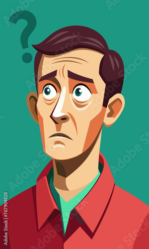 Young puzzled, doubtful, confused man thinking, trying to find solution, worried expression on his face, concept - Sorry, don't know how it happened. Copy space.