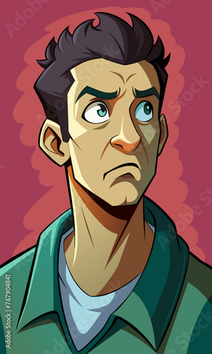 Young puzzled, doubtful, confused man thinking, trying to find solution, worried expression on his face, concept - Sorry, don't know how it happened. Copy space.