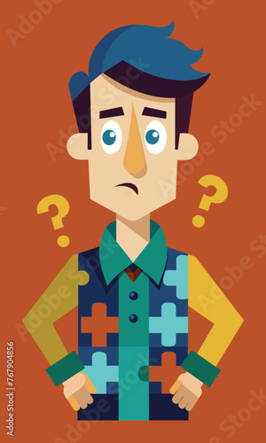 Young puzzled, doubtful, confused man thinking, trying to find solution, worried expression on his face, concept - Sorry, don't know how it happened. Copy space.