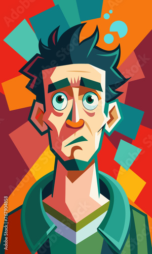 Young puzzled, doubtful, confused man thinking, trying to find solution, worried expression on his face, concept - Sorry, don't know how it happened. Copy space.