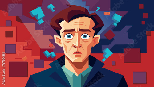 Young puzzled, doubtful, confused man thinking, trying to find solution, worried expression on his face, concept - Sorry, don't know how it happened. Copy space.