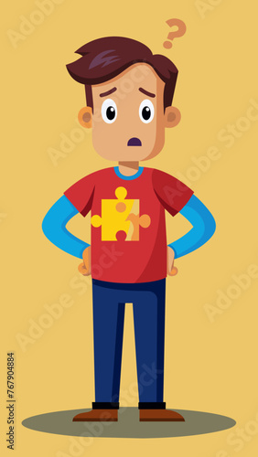 Young puzzled, doubtful, confused man thinking, trying to find solution, worried expression on his face, concept - Sorry, don't know how it happened. Copy space.