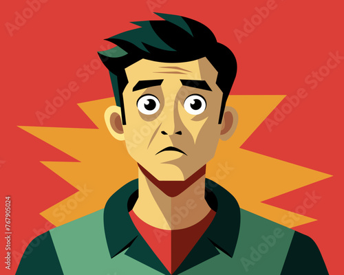 Young puzzled, doubtful, confused man thinking, trying to find solution, worried expression on his face, concept - Sorry, don't know how it happened. Copy space.