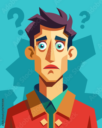Young puzzled, doubtful, confused man thinking, trying to find solution, worried expression on his face, concept - Sorry, don't know how it happened. Copy space.