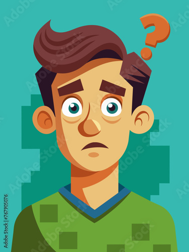 Young puzzled, doubtful, confused man thinking, trying to find solution, worried expression on his face, concept - Sorry, don't know how it happened. Copy space.