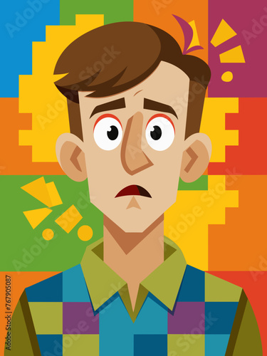 Young puzzled, doubtful, confused man thinking, trying to find solution, worried expression on his face, concept - Sorry, don't know how it happened. Copy space.