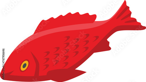 Red fish icon isometric vector. Fishery hobby. Angling marine activity