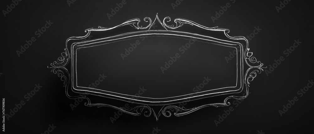 Blank black chalkboard mockup with a frame drawn in chalk Blank black chalkboard mockup with a frame drawn in chalk