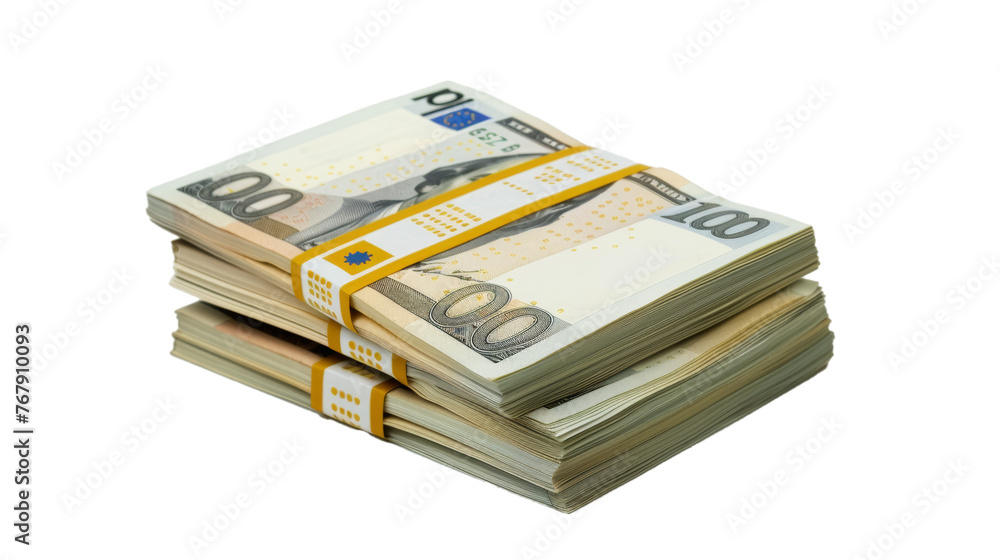 Packs of generic banknote stacks isolated on transparent background. Packs of generic banknote stacks isolated on transparent background.