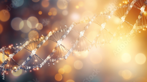 closeup 3d render of a strand of dna bokeh background