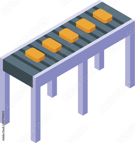 Soap factory conveyor icon isometric vector. Skincare products manufacturing. Chemical beauty industry