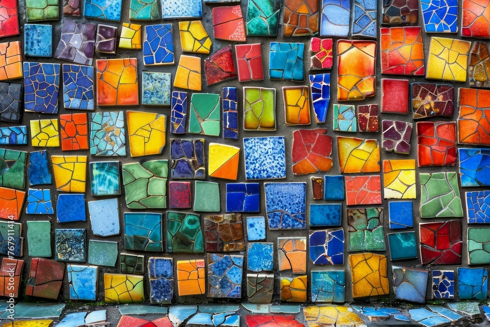 Vibrant Mosaic Tiles Pattern Texture Multicolored Geometric Shapes Wall Art for Creative Design Background Vibrant Mosaic Tiles Pattern Texture Multicolored Geometric Shapes Wall Art for Creative Design Background