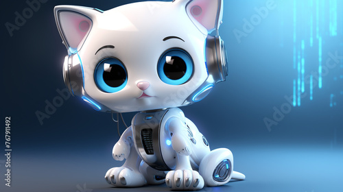 Cute avatar 3D image of ai powered robotic
