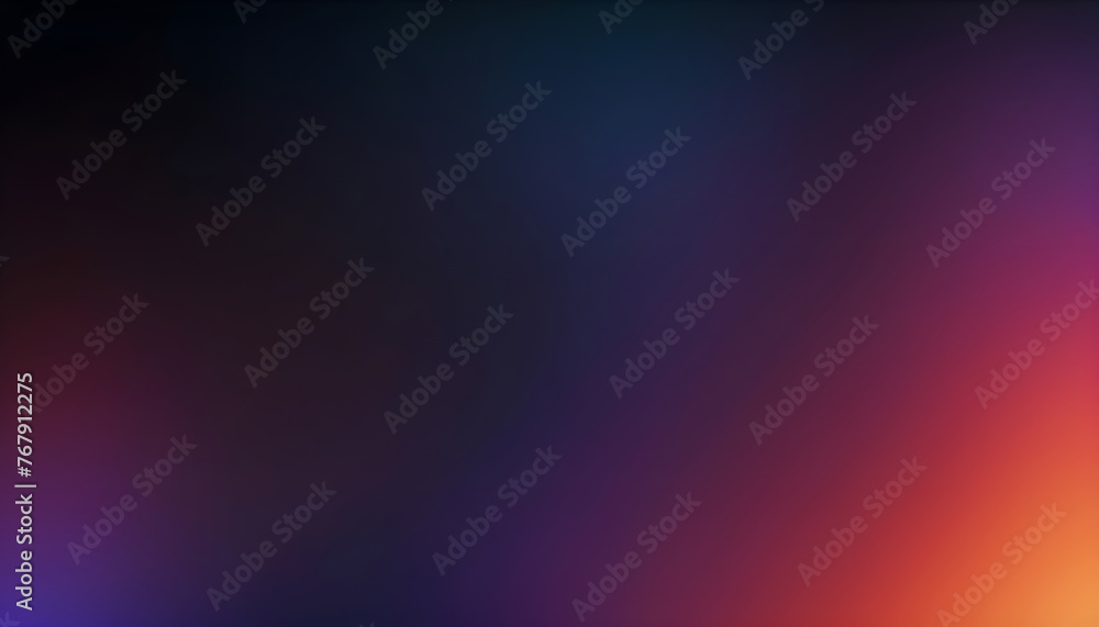 Fototapeta premium Dark grainy color gradient background, purple red orange blue black colors banner poster cover abstract design