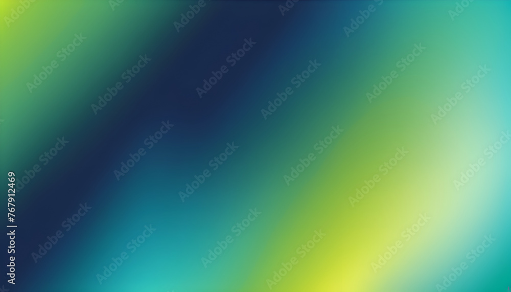 Blue to Lime Green Blurred Vector Background. Navy Blue, Turquoise, Yellow, Green Gradient Mesh. Trendy Out-of-focus Effect. Dramatic Saturated Colors. HD format Proportions. Horizontal Layout