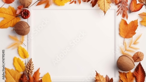 Fall Autumn composition Frame made of dried flow